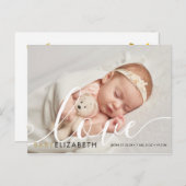 ベビーフォトスエレガントクリプト金ゴールドラブハート誕生 案内ポストカード (正面/裏面)
