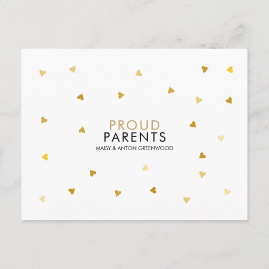 ベビーフォトスエレガントクリプト金ゴールドラブハート誕生 案内ポストカード (裏面)