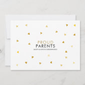 ベビーフォトスエレガントクリプト金ゴールドラブハート誕生 案内状 (裏面)