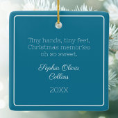 ベビーフォトティール(緑がかった色)モダンクリスマスホワイトスクリプト セラミックオーナメント