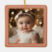 ベビーフォトテラコッタモダンホリデー素朴スクリプト セラミックオーナメント (正面)
