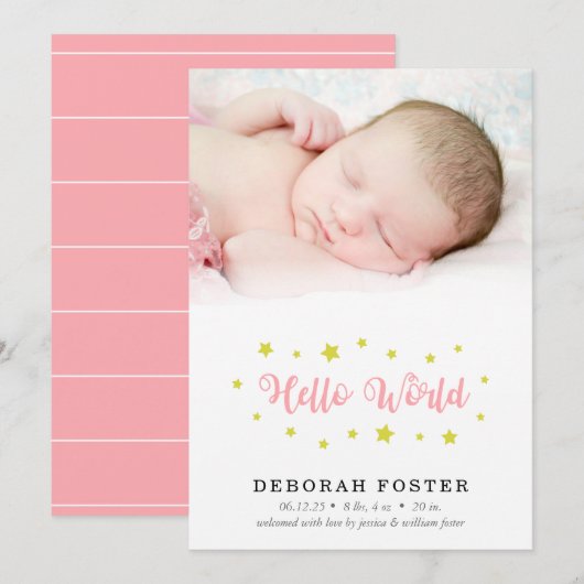 ベビーフォトハローワールド誕生 案内状 (正面/裏面)