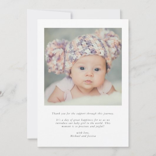 ベビーフォトパモダンステルレインボー誕生 案内状 (裏面)