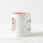 ベビーフォトピンクの花水色名フローラ マグカップ (中央)