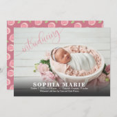 ベビーフォトピンクの誕生のお知らせ (正面/裏面)