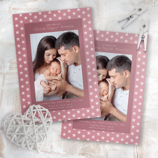 ベビーフォトピンクスターズ誕生 案内状