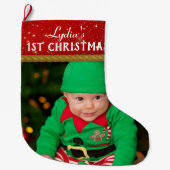 ベビーフォトベビーの初めてのクリスマス ラージクリスマスストッキング (正面)