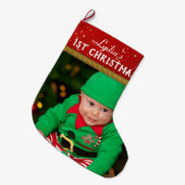 ベビーフォトベビーの初めてのクリスマス ラージクリスマスストッキング (正面 (吊り時))