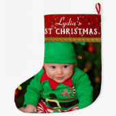 ベビーフォトベビーの初めてのクリスマス ラージクリスマスストッキング (裏面)