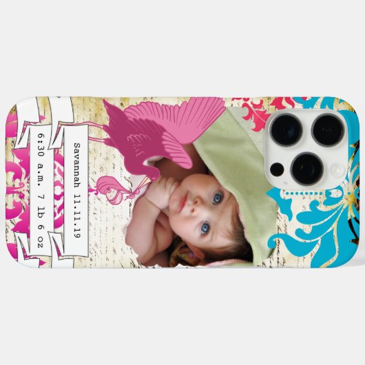 ベビーフォトベビー統計ダマスク焼けエッジiPhone Case-Mate iPhoneケース (裏面 (横))