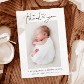 ベビーフォトホワイトミニマリストサンキューハート誕生 案内状