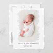 ベビーフォトミニマリストホワイトストロ絵を描ーク誕生 案内ポストカード (正面/裏面)