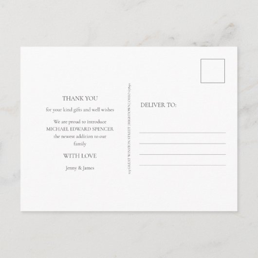 ベビーフォトモノグラム誕生のお知らせ ポストカード (裏面)