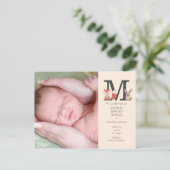 ベビーフォトモノグラム誕生のお知らせ ポストカード (スタンド正面)