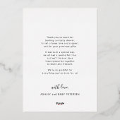 ベビーフォトラブ感謝してい金ゴールドフォイルサンキューカード 箔招待状 (裏面)