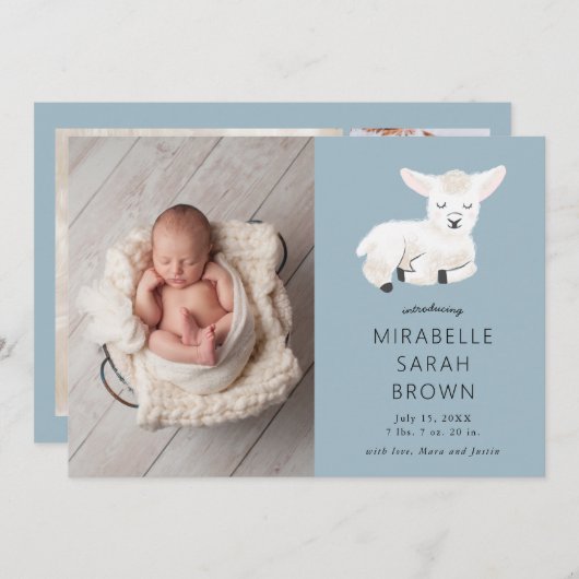 ベビーフォトリトルラム誕生 案内状 (正面/裏面)