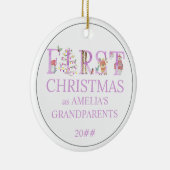 ベビーフォト初めてのクリスマスを祖父母としてかわいい セラミックオーナメント (右)