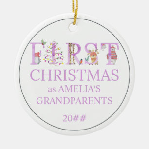 ベビーフォト初めてのクリスマスを祖父母としてかわいい セラミックオーナメント