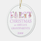 ベビーフォト初めてのクリスマスを祖父母としてかわいい セラミックオーナメント (左)