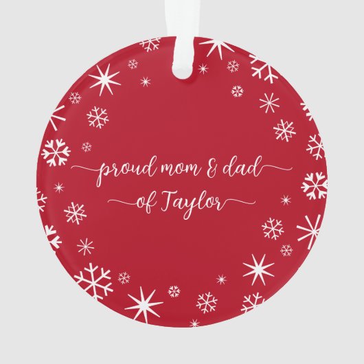 ベビーフォト初めてのクリスマススノーフレーク新しい親 オーナメント (裏面)