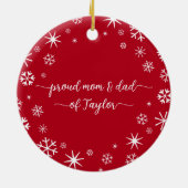 ベビーフォト初めてのクリスマススノーフレーク新しい親 セラミックオーナメント (裏面)