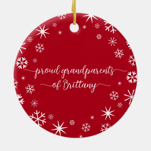 ベビーフォト初めてのクリスマススノーフレーク祖父母 セラミックオーナメント (裏面)