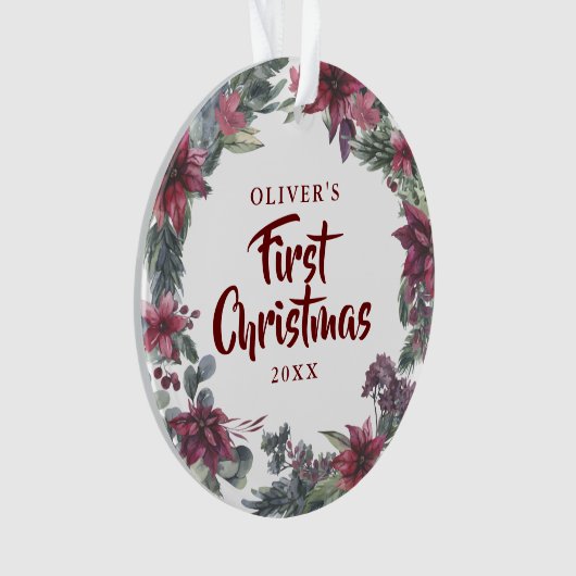ベビーフォト初めてのクリスマスフローラ休日 オーナメント (正面)