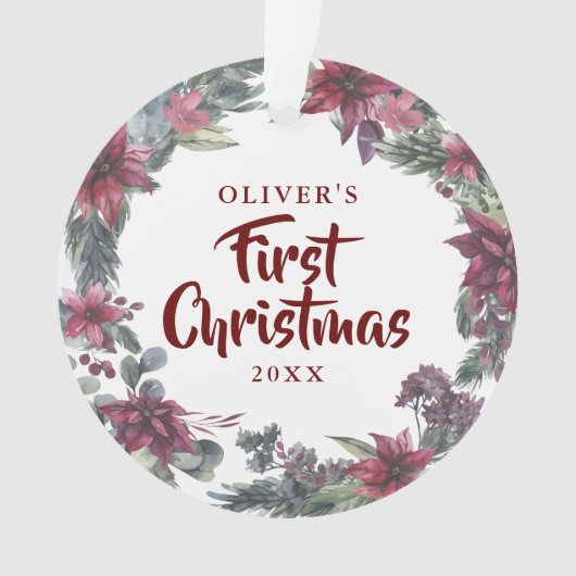 ベビーフォト初めてのクリスマスフローラ休日 オーナメント (正面)