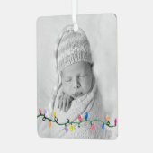 ベビーフォト初めてのクリスマス名Year Lights Art メタルオーナメント (正面左)