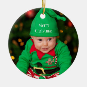 ベビーフォト小妖精や小人メリークリスマス セラミックオーナメント