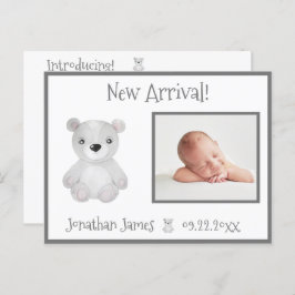 ベビーフォト男女兼用タイポグラフィ名の状態 案内ポストカード