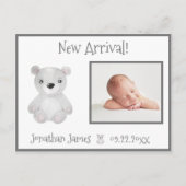 ベビーフォト男女兼用タイポグラフィ名の状態 案内ポストカード (正面)