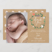 ベビーフォト素朴ボホフローラサンキュー誕生 案内状 (正面/裏面)