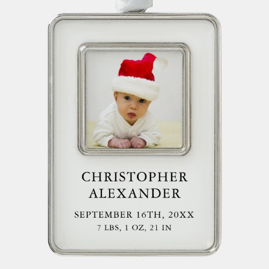 ベビーフォト誕生の状態 シルバープレートフレームオーナメント (正面)