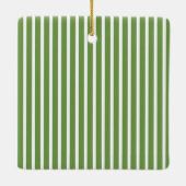 ベビーフォト誕生統計オーナメント | 緑のストライプ セラミックオーナメント (裏面)