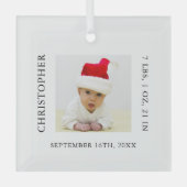 ベビーフォト誕生統計クリスマス ガラスオーナメント (正面)