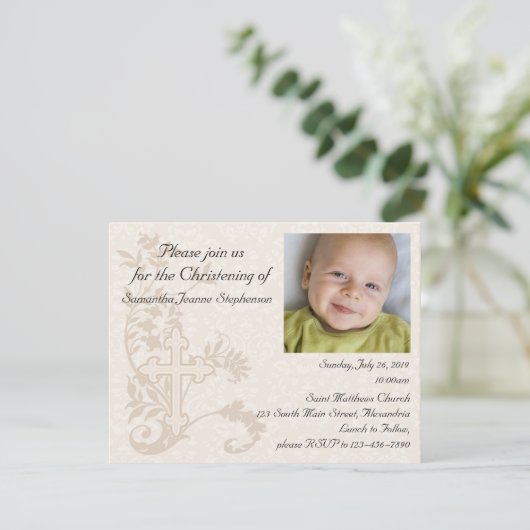 ベビーフォト《キリスト教》洗礼式や命名式招待状 招待状 (スタンド正面)