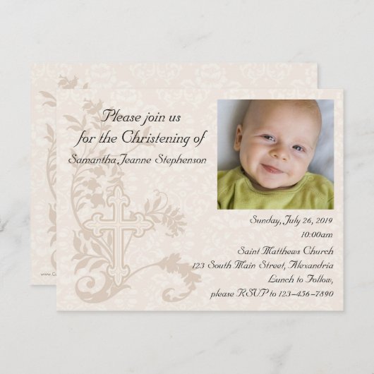 ベビーフォト《キリスト教》洗礼式や命名式招待状 招待状 (正面/裏面)