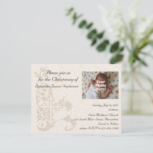 ベビーフォト《キリスト教》洗礼式や命名式招待状 招待状 (スタンド正面)