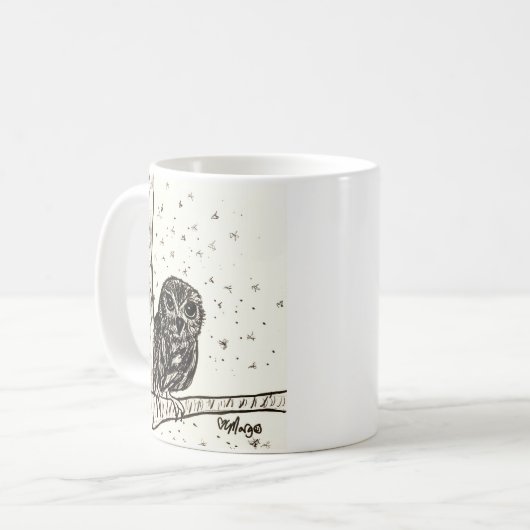 ベビーフクロウが夜に潜る コーヒーマグカップ (正面左)