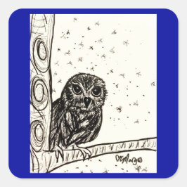 ベビーフクロウが夜に潜る スクエアシール