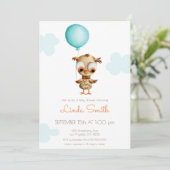 ベビーフクロウとバルーンベビー男女兼用シャワー 招待状 (スタンド正面)