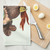 ベビーフクロウのクリスマスハットとギフトキッチンタオル キッチンタオル (四つ折り)