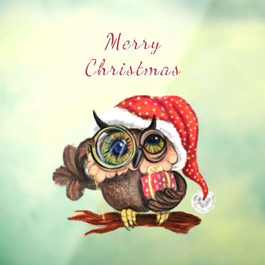 ベビーフクロウのクリスマスハットと贈り物 ウィンドウサイン (シート3)