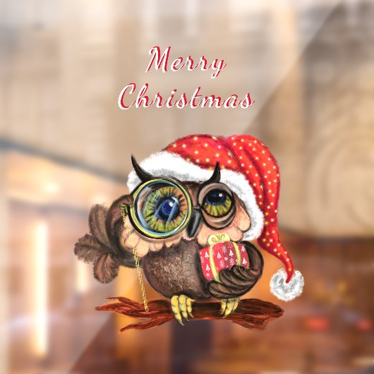 ベビーフクロウのクリスマスハットと贈り物 ウィンドウサイン (シート2)