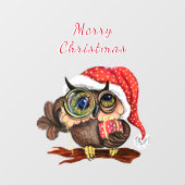ベビーフクロウのクリスマスハットと贈り物 ウィンドウサイン (シート)