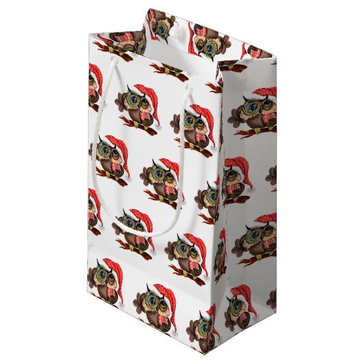 ベビーフクロウインクリスマスハット抱き枕 スモールペーパーバッグ (正面アングル)