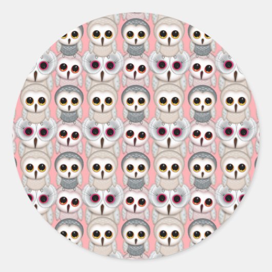ベビーフクロウズオンピンクパターン ラウンドシール (正面)