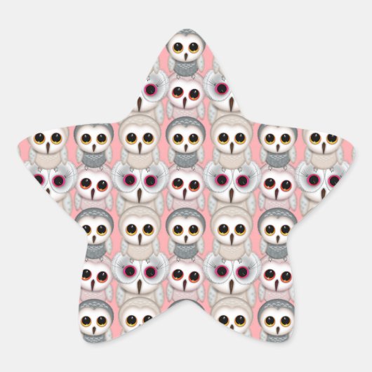 ベビーフクロウズオンピンクパターン 星シール (正面)