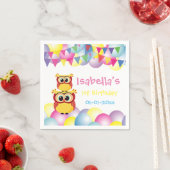 ベビーフクロウ子供の誕生日パーティー スタンダードカクテルナプキン (インサイチュ)